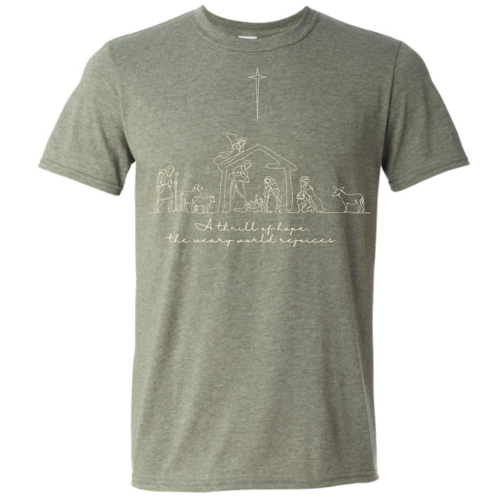 A Thrill of Hope Christmas Military Green Graphic Tee