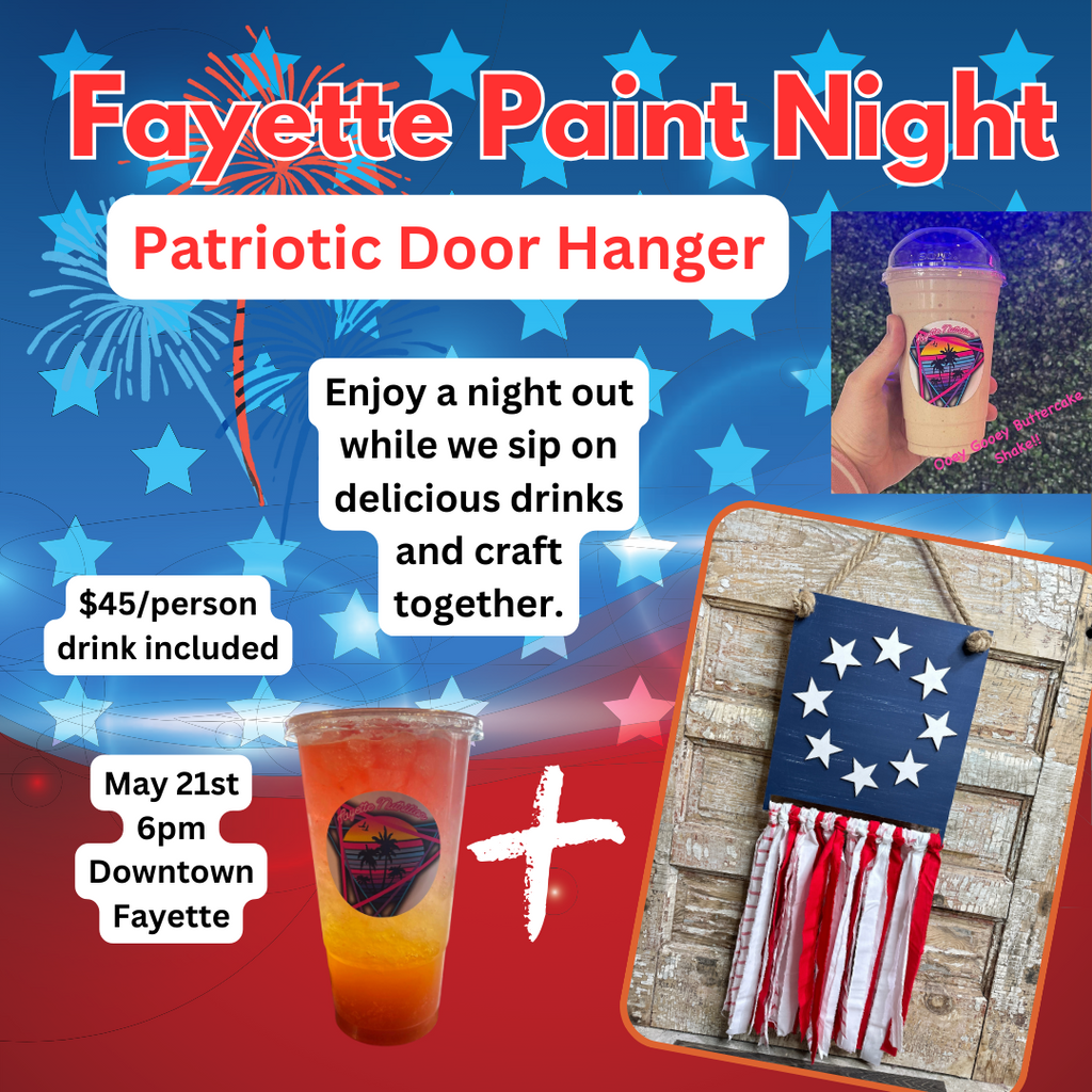 Patriotic Flag Sign Door Hanger Paint Party Fayette 5/21 6pm