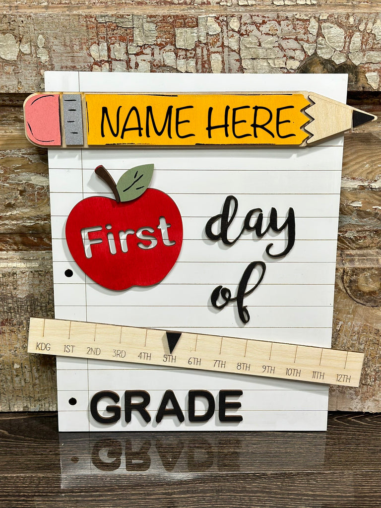 First Day of School Photo Shoot Grade Wooden Sign