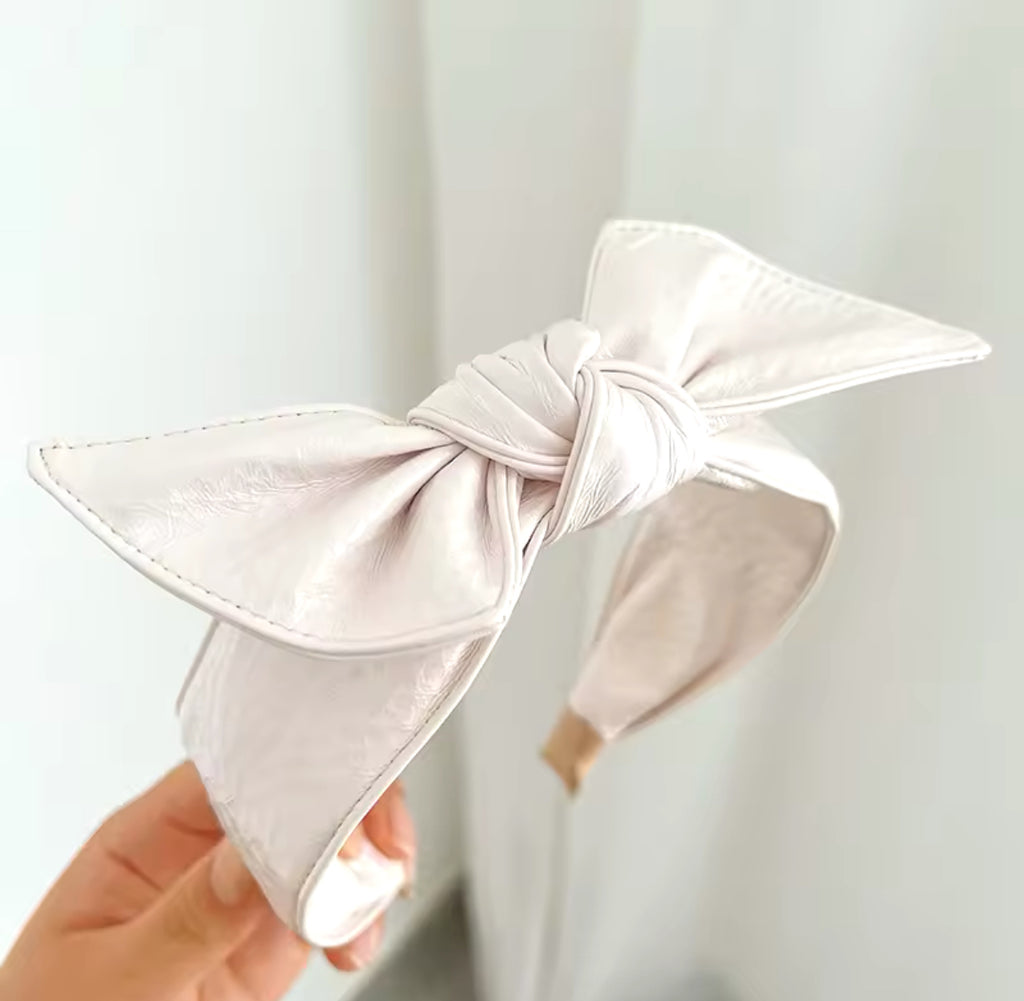 Synthetic Leather Bow Headband