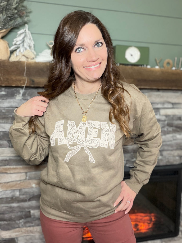 AMEN Crochet Style Sweatshirt