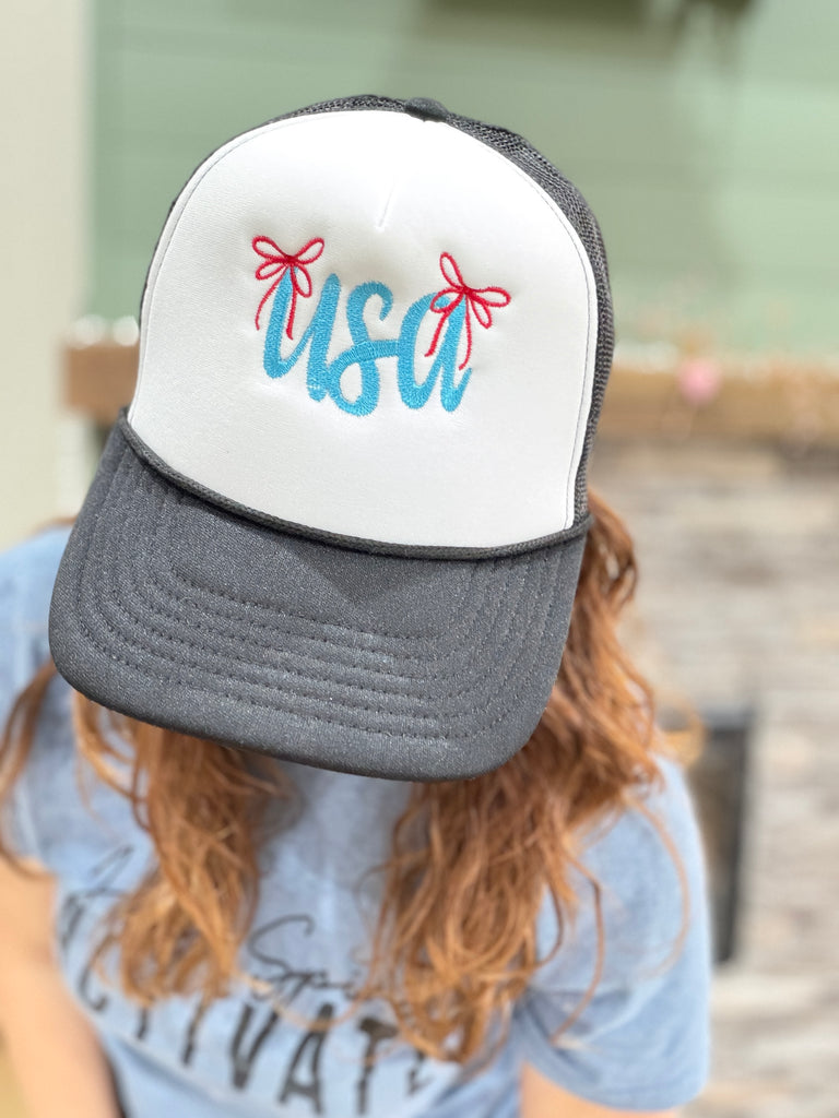 USA Embroidered Black Trucker Hat