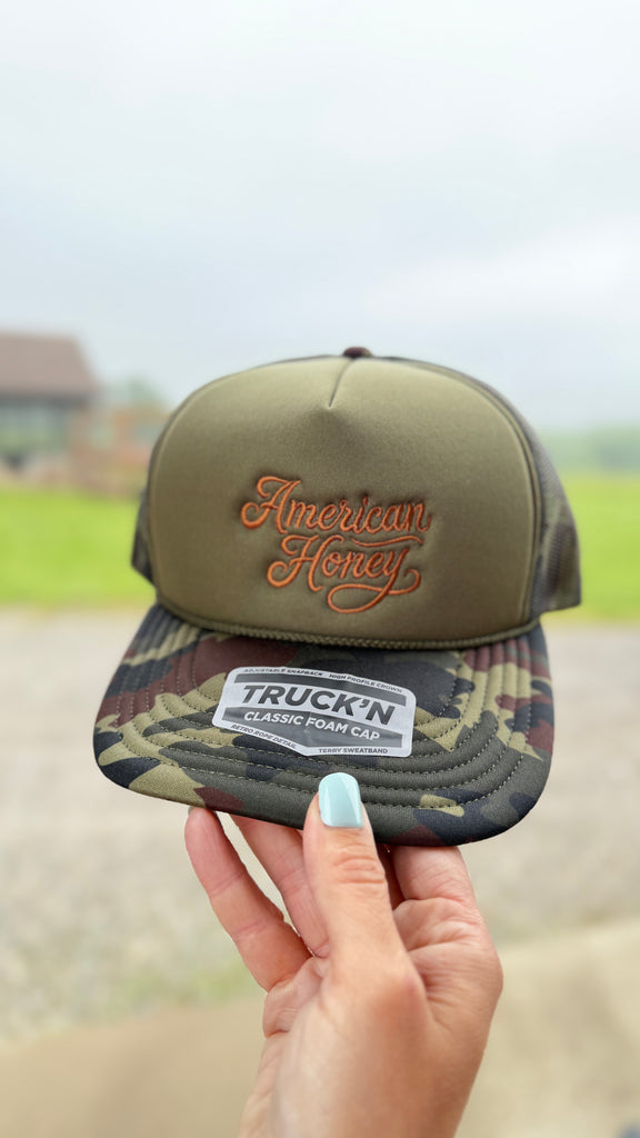 Embroidered "American Honey" Puff Trucker Hat