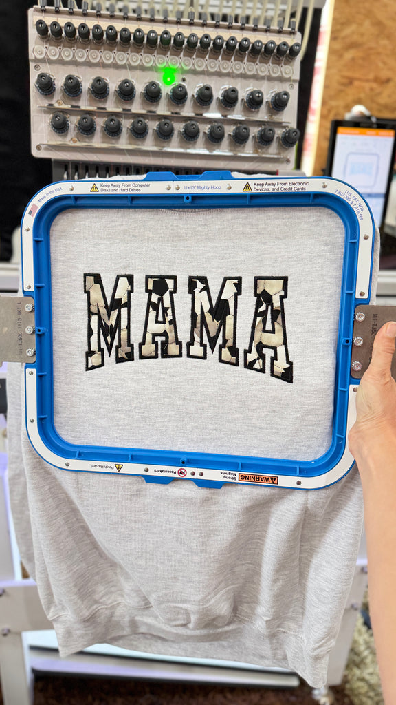 Sports MAMA Fabric Applique Sweatshirt Soccer