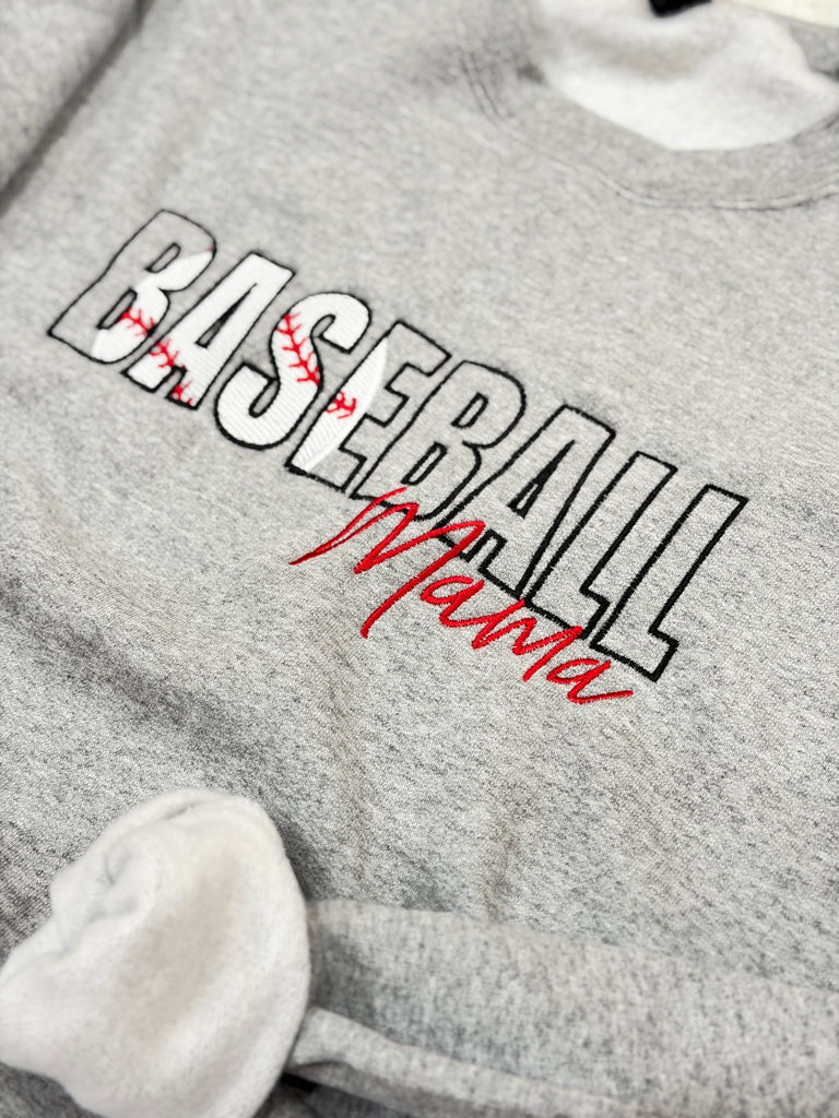 Baseball Mama Embroidered Sweatshirt