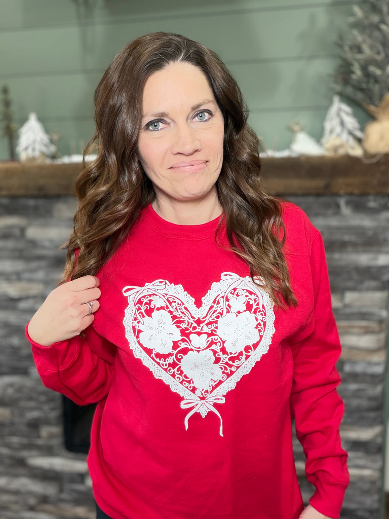 Lace Love – Crocheted-Inspired Crewneck Sweatshirt