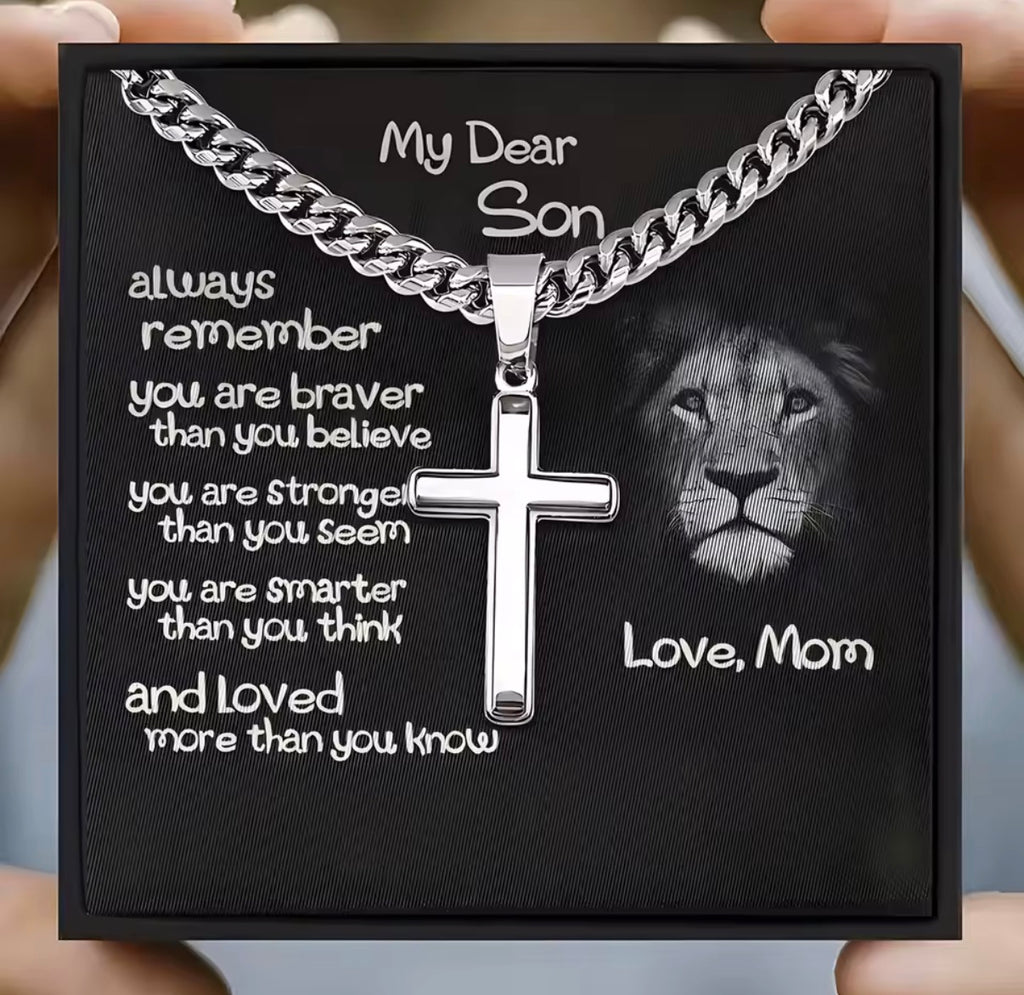Stainless Steal Cross Necklace for Son