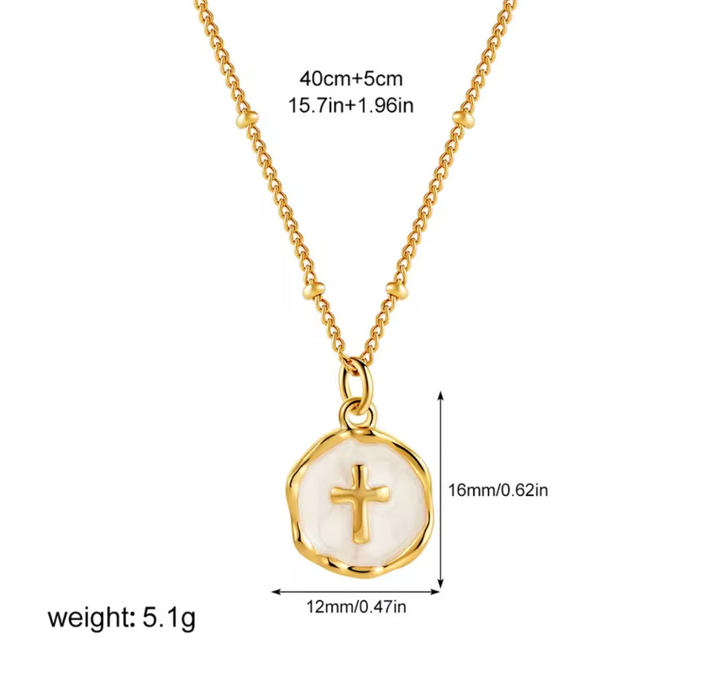 Natural Stone Cross Pendant Necklace