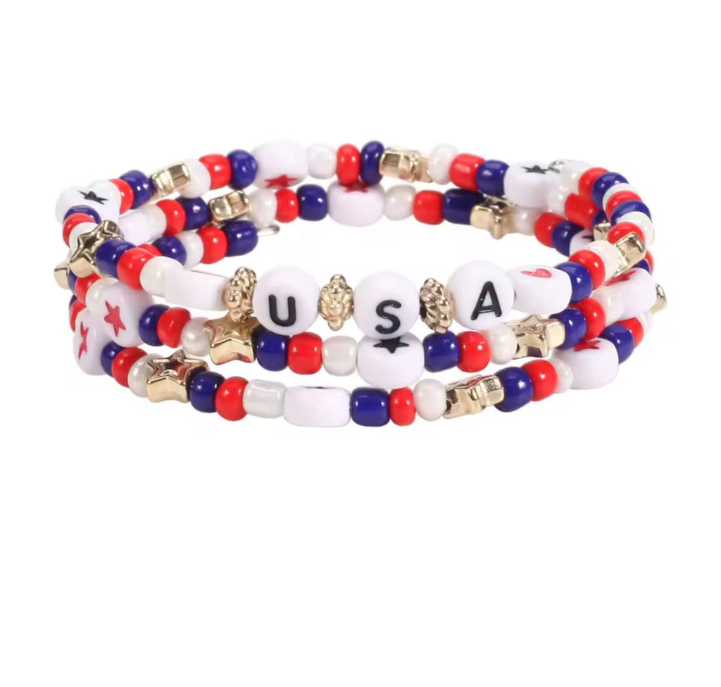 Patriotic Layered Beaded Bracelet
