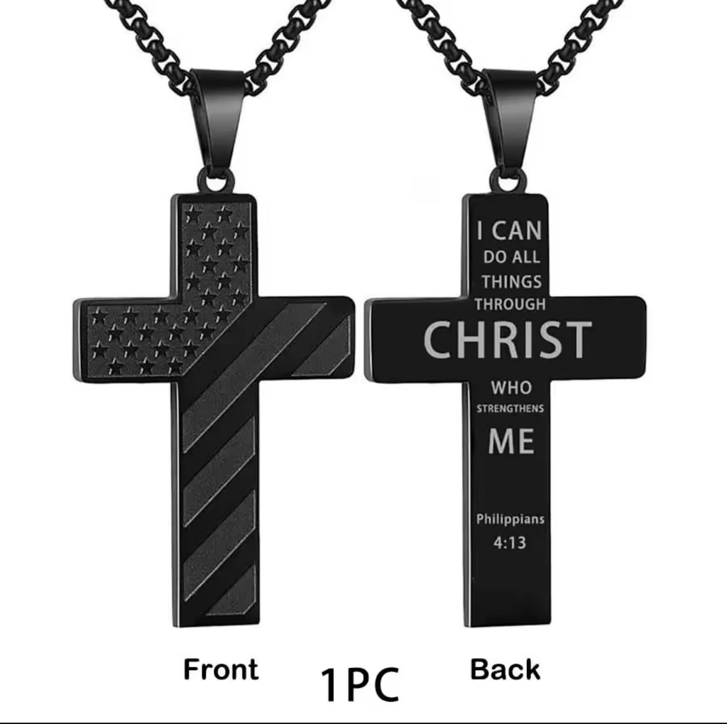 Stainless Steal USA Cross Necklace