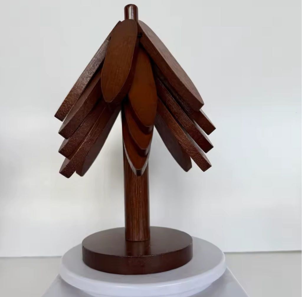 4-Piece Tree Design Bamboo Trivet Set – Functional Kitchen Décor