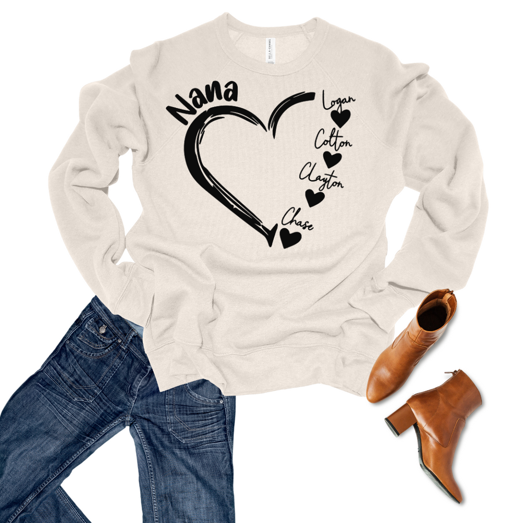 Heart Kids Name Personalized Bella Canvas Sweatshirt