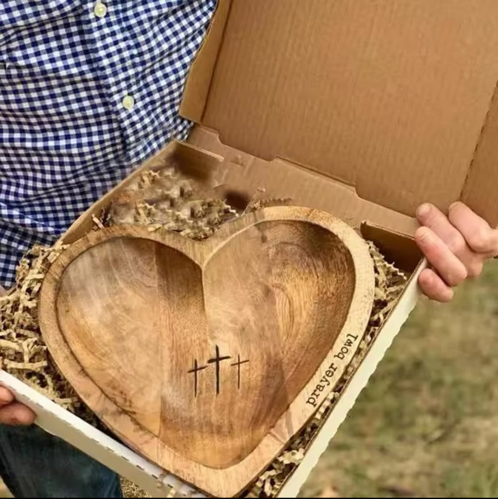 Wooden Heart Shaped Prayer Bowl