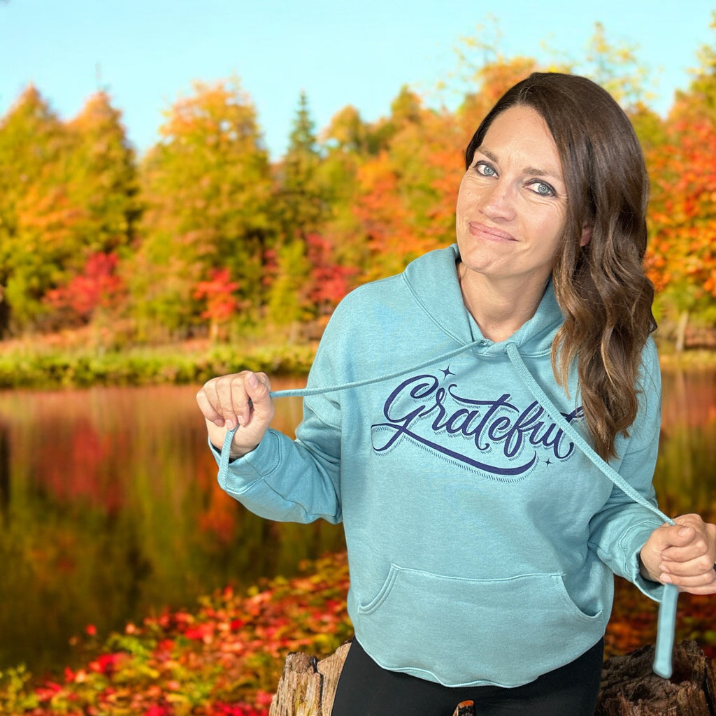 Grateful Fall Blue Navy Hoodie