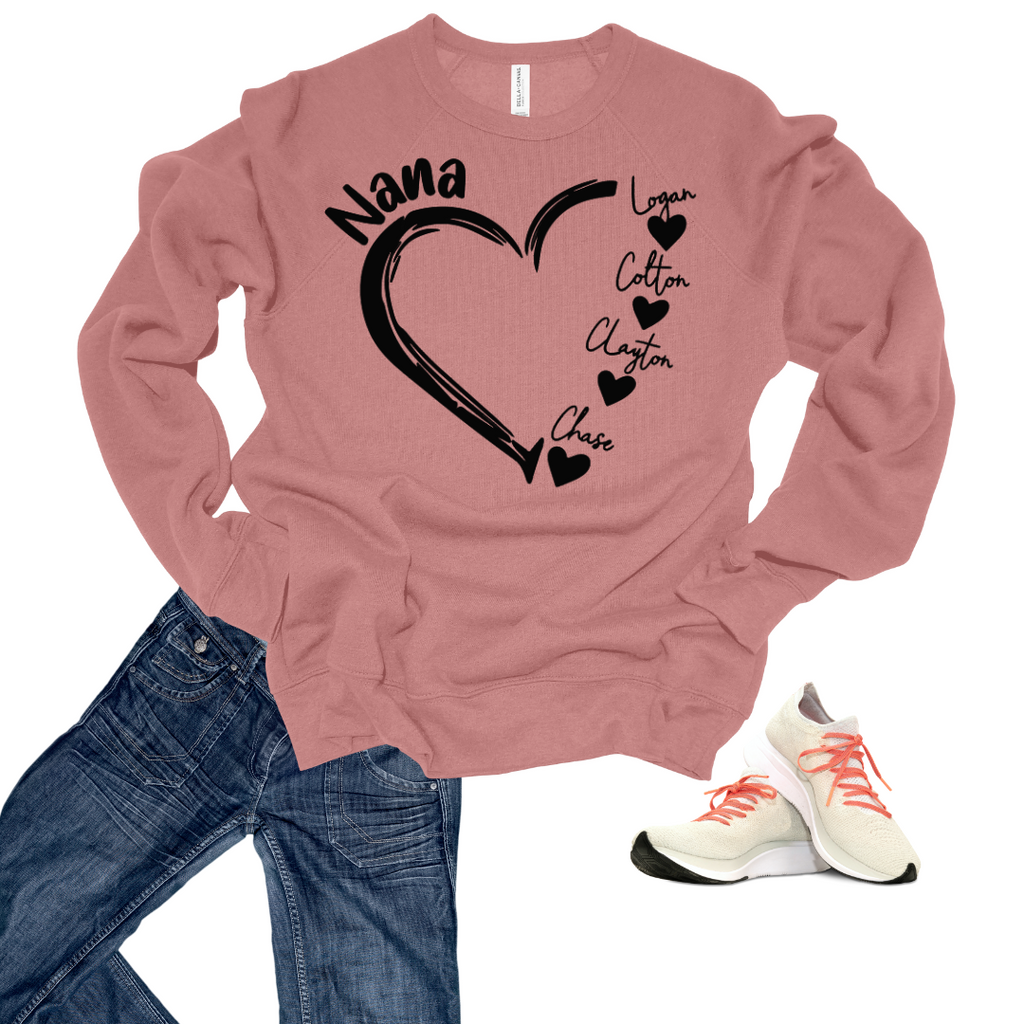 Heart Kids Name Personalized Bella Canvas Sweatshirt