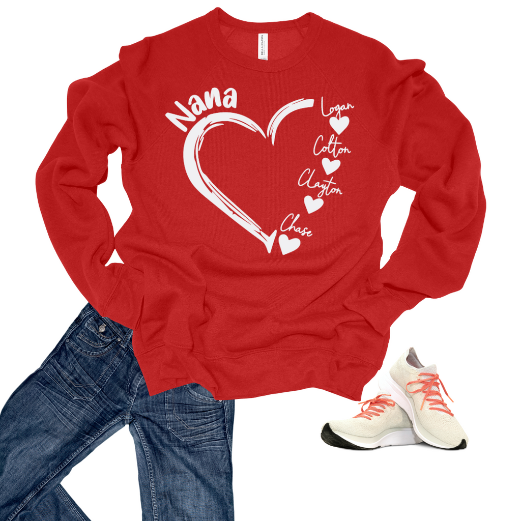 Heart Kids Name Personalized Bella Canvas Sweatshirt