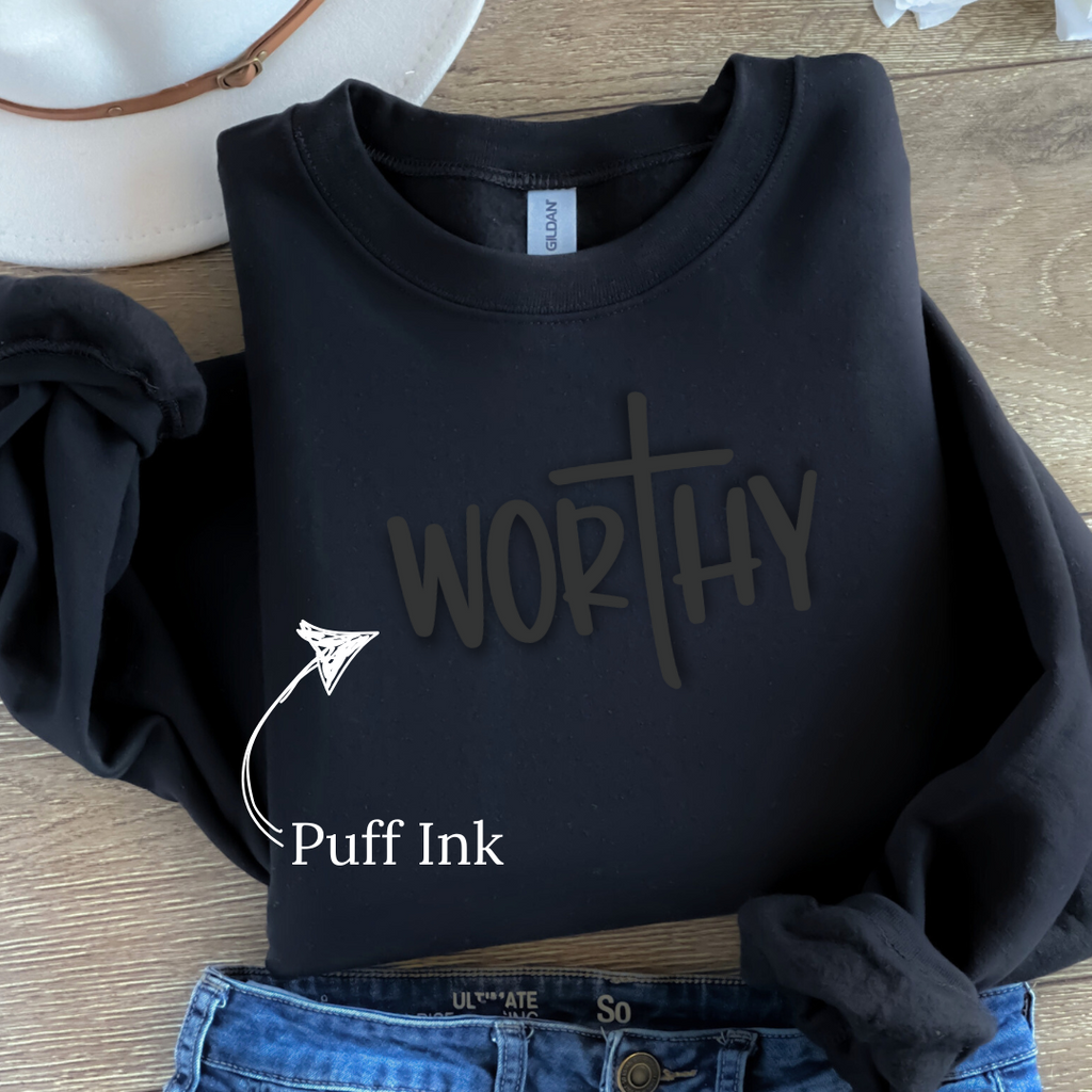 Worthy Puff Ink Black Crewneck Sweatshirt