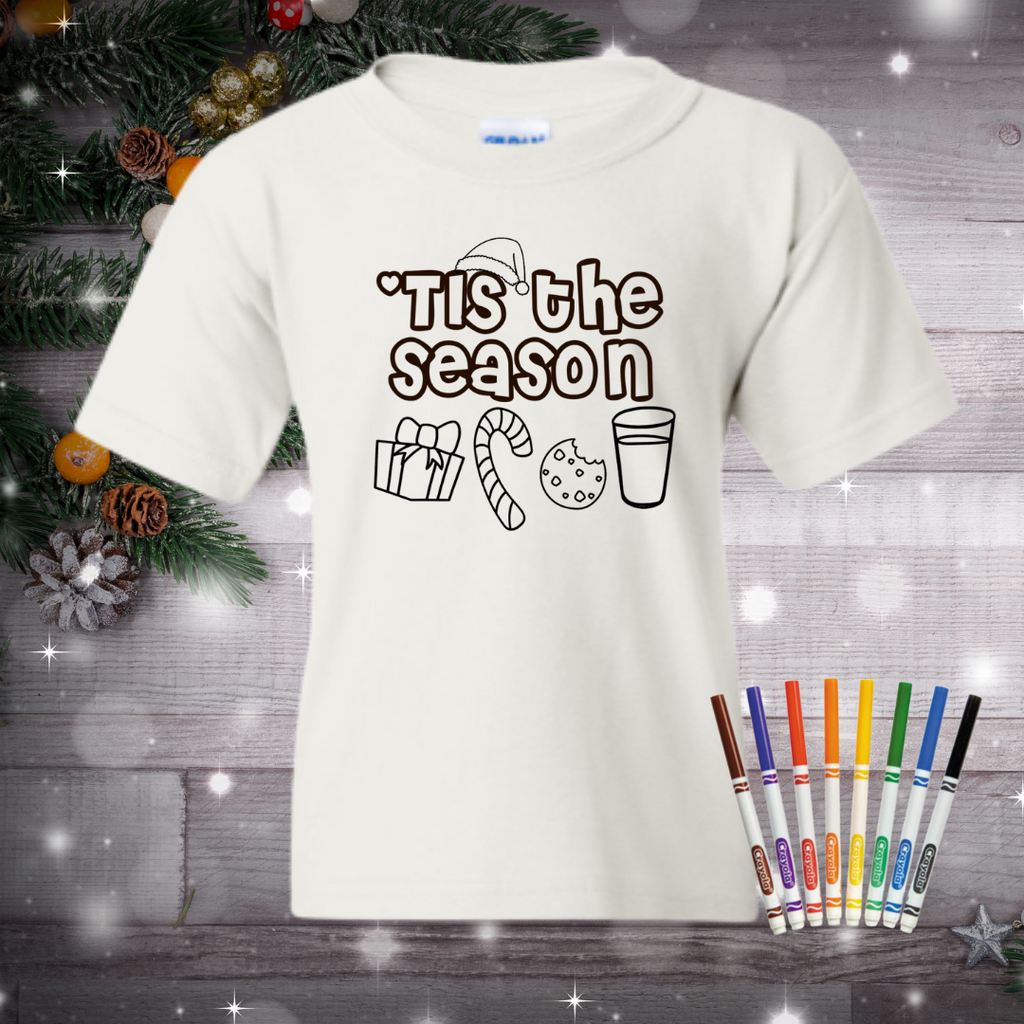 Tis The Season Kids Christmas Coloring Shirt
