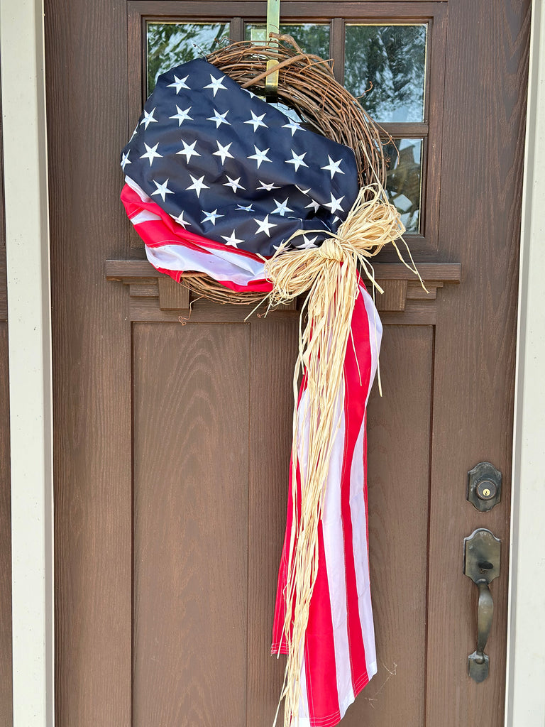 Flag Wreath Grapevine Wreath Door Hanger