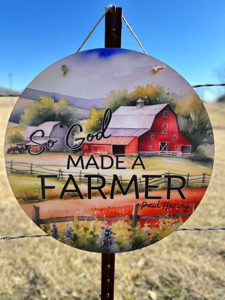 God Made a Farmer 18” Watercolor Door Hanger