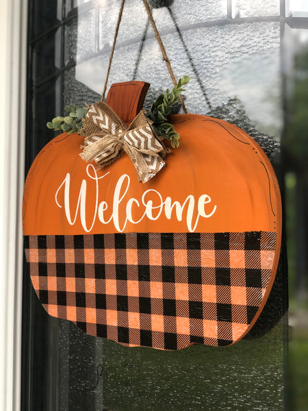 Welcome Pumpkin Door Hanger - Crafts Next Door