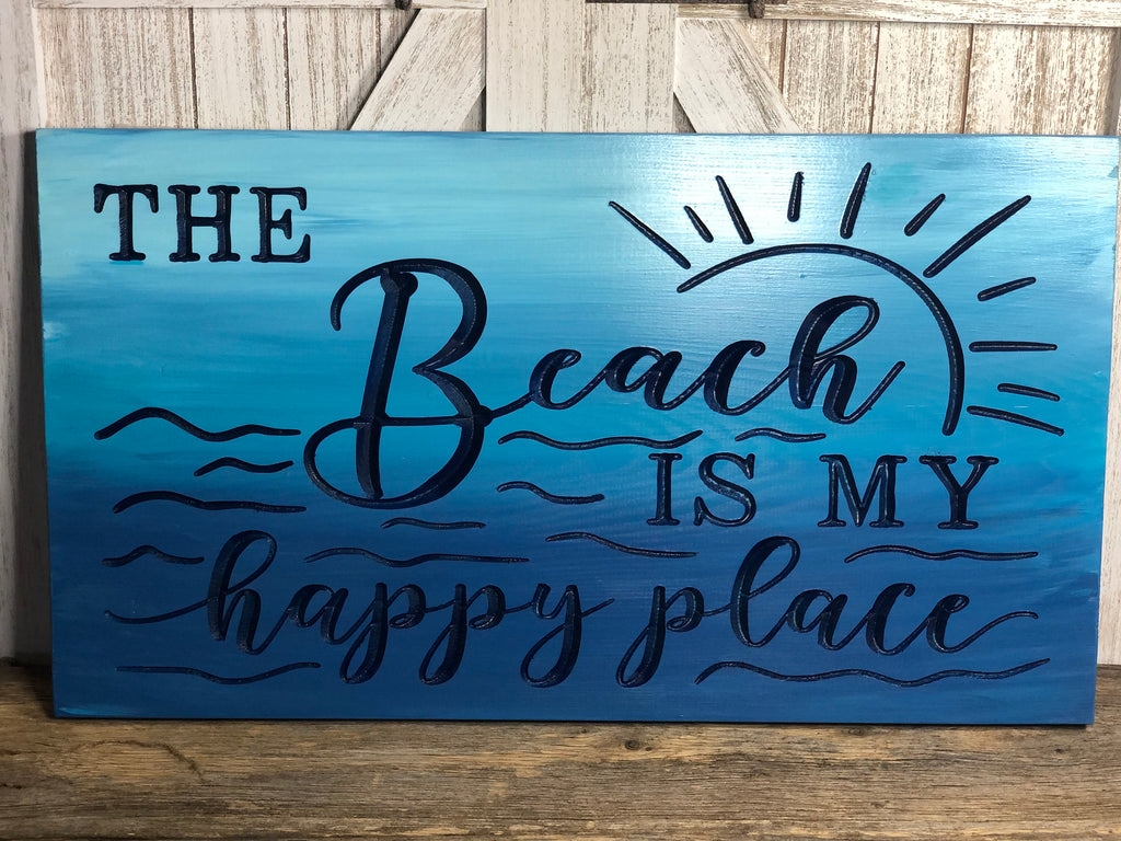 Beach Engraved Hand Painted Sign