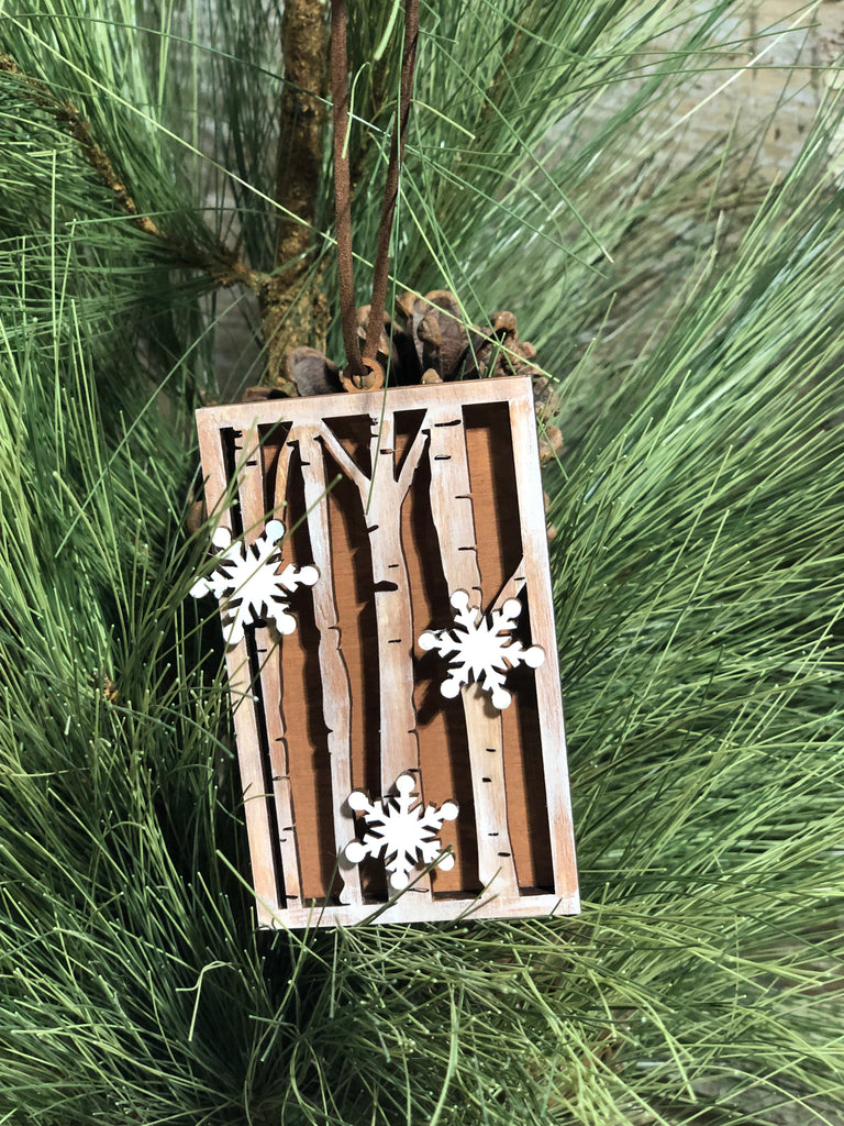 Birch Tree Snowflake Ornament Gift Card Holder