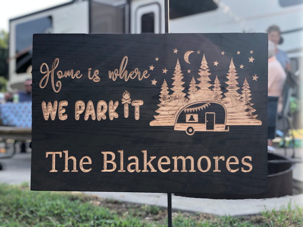 Personalized Engraved Camping Sign with Last Name