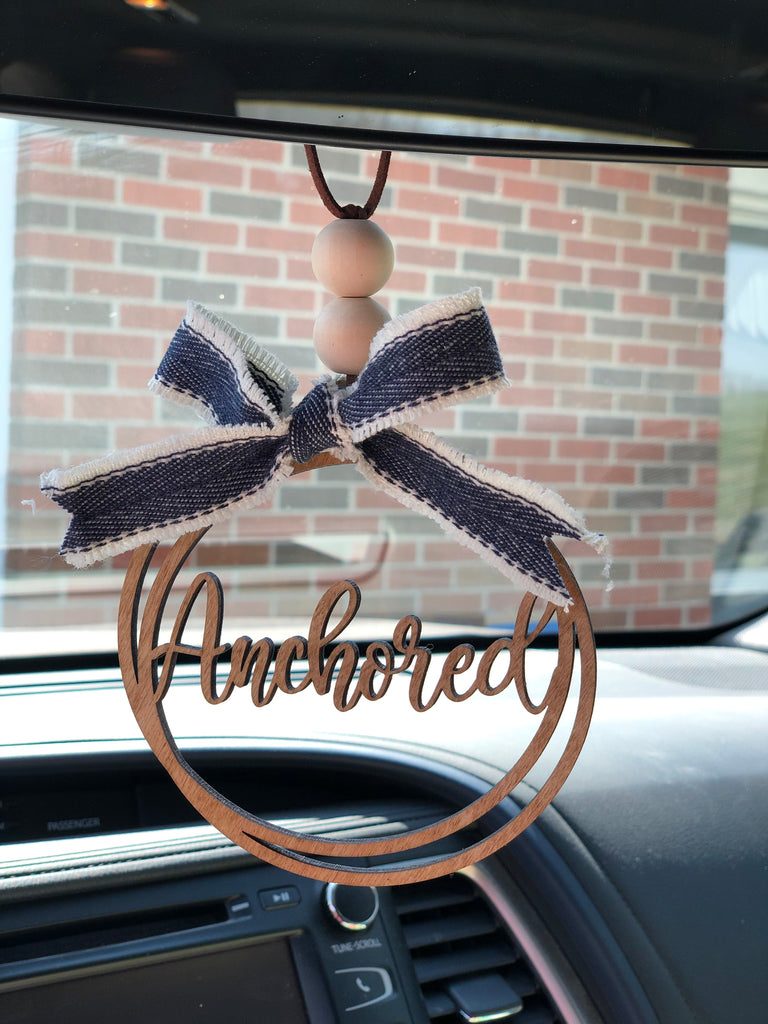 Anchored Wooden Car Charm
