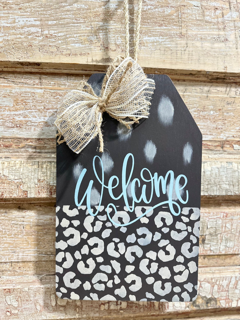 Leopard Print Welcome Small Door Tag