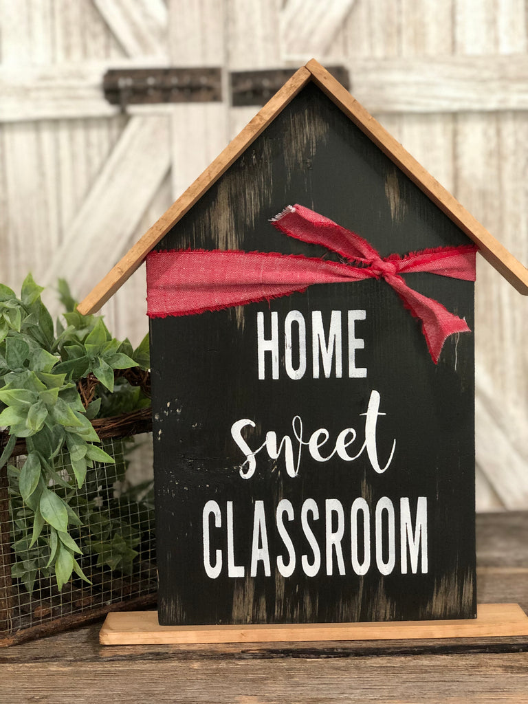 Self Standing Wooden House Classroom Sign