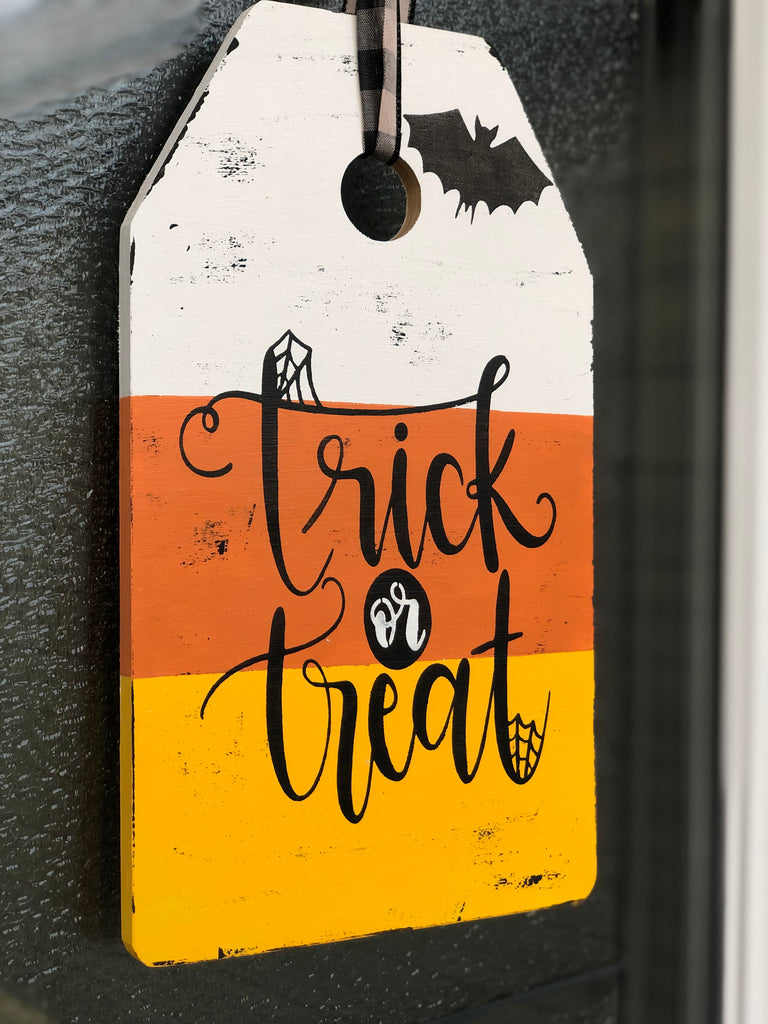 Trick or Treat Out of Candy Reversible Door Tag