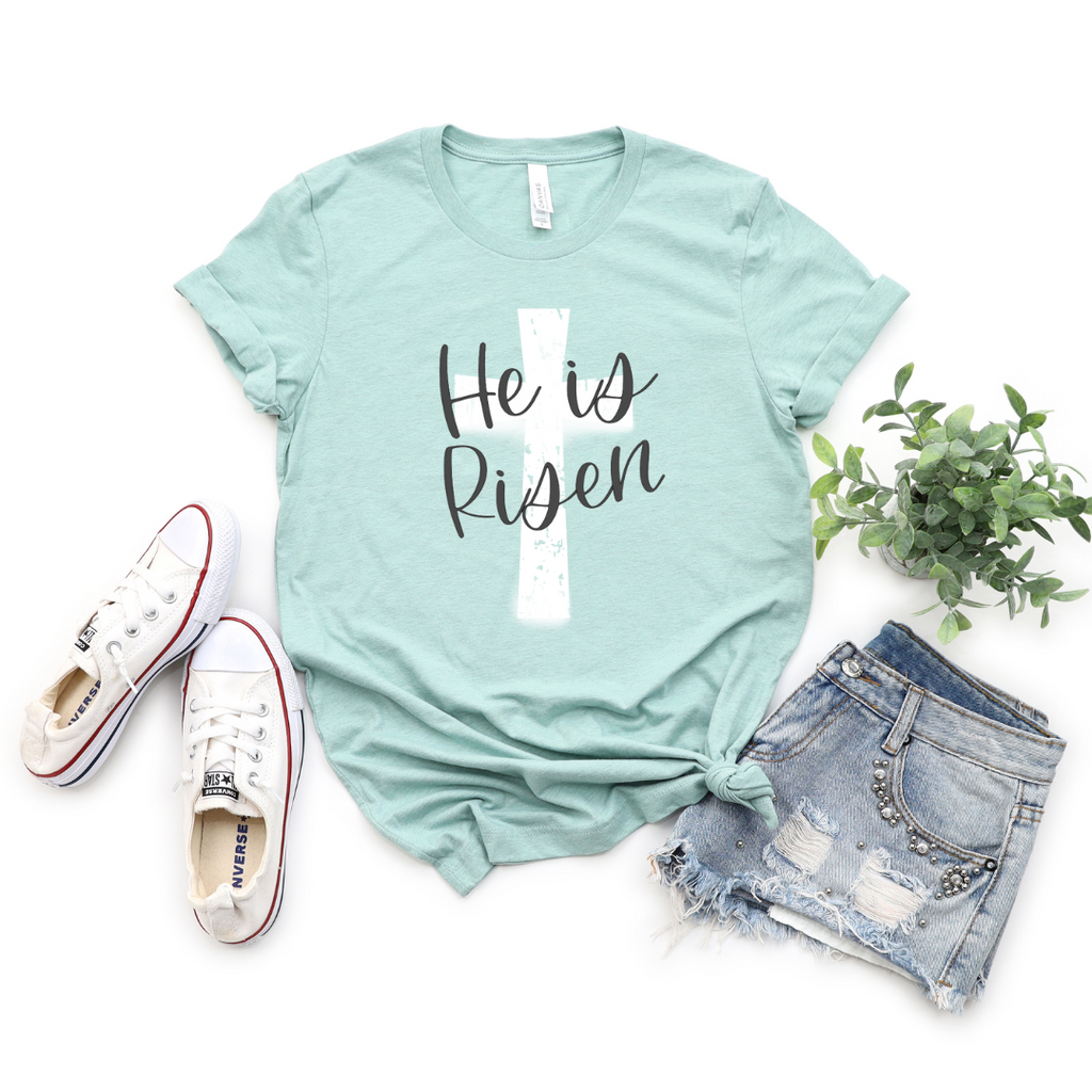 He is Risen Cross Easter Spring Graphic tee