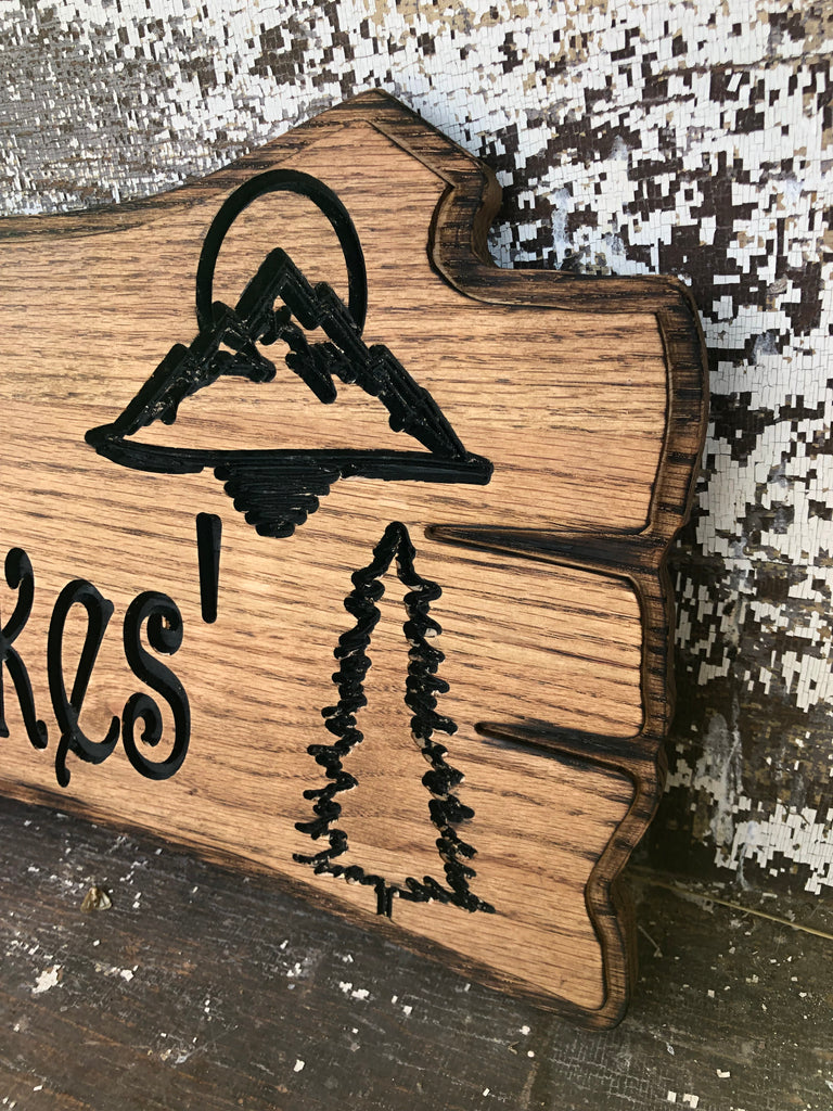 Outdoor Log Style Family Name Sign