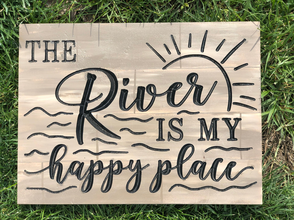 River Engraved Painted Sign