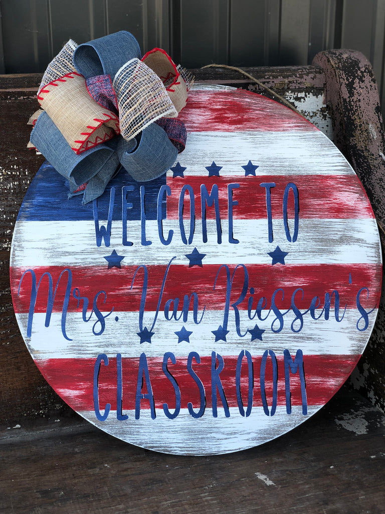 Distressed Welcome Teacher Name Sign