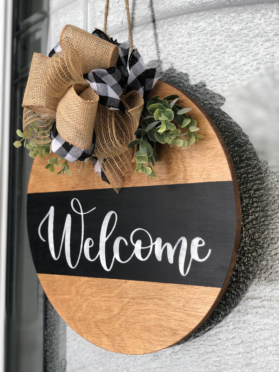 Welcome Round Door Hanger – Woodsmore Decor