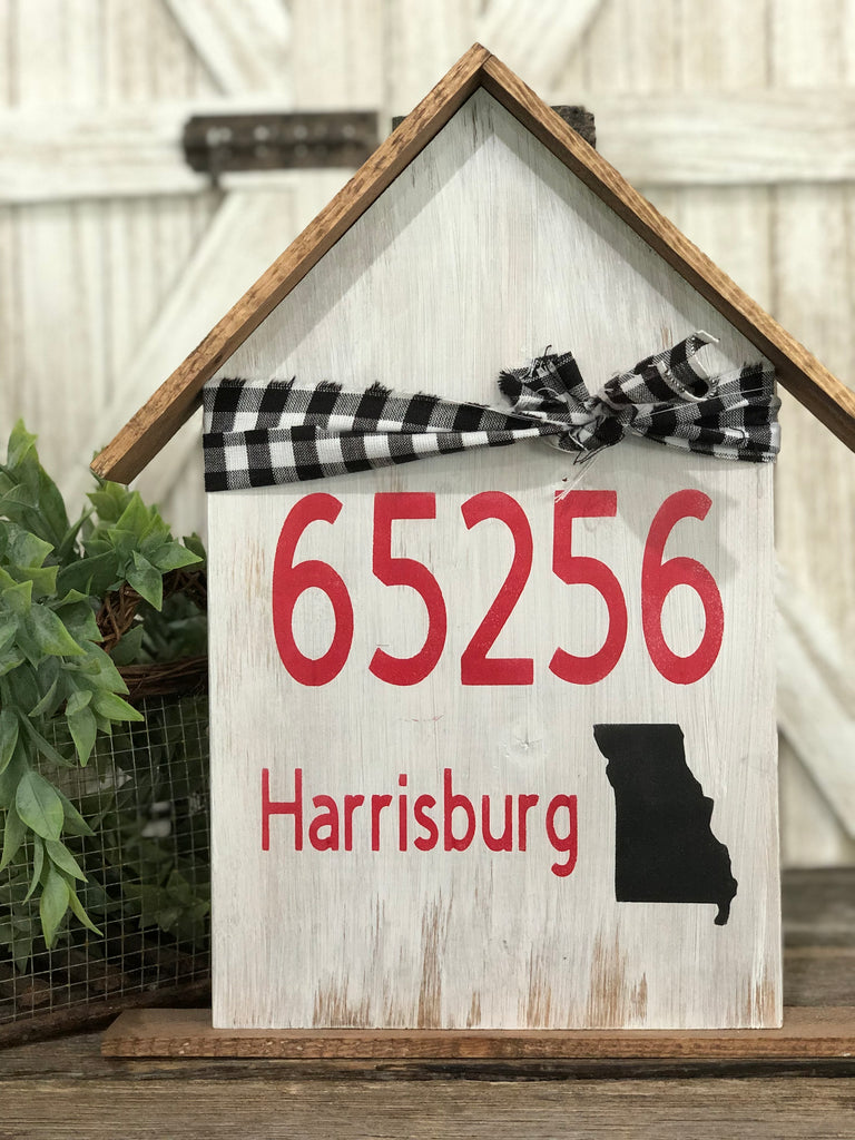 Personalized Zip Code Wooden House Sign